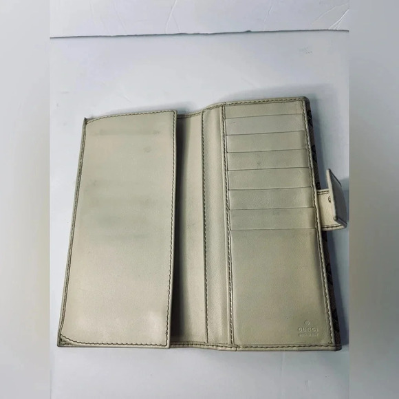 Authentic Gucci GG Long Wallet Beige White Gold Canvas Leather Monogram GUCCI - Picture 9 of 17